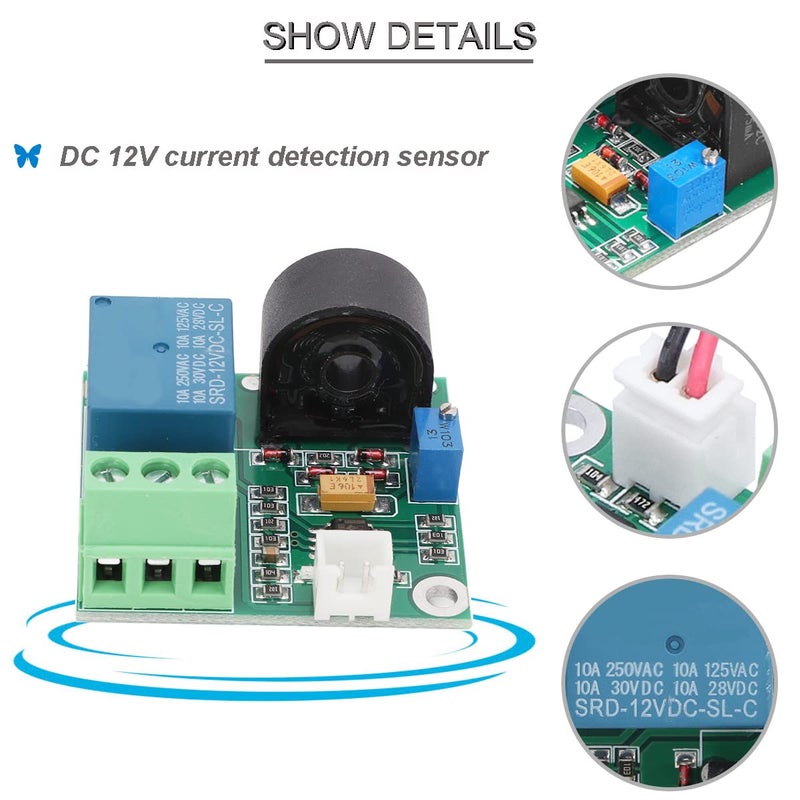DKARDU 2 pcs Current Detection Sensor AC Current Sensor Module 5V 12V 24V 0-5A Adjustable Relay Protection Module Over-Current Protection Switch Output with Screwdriver (12V) - Image 2